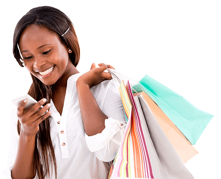 About Us - Woman Looking At Phone Png (750x609), Png Download