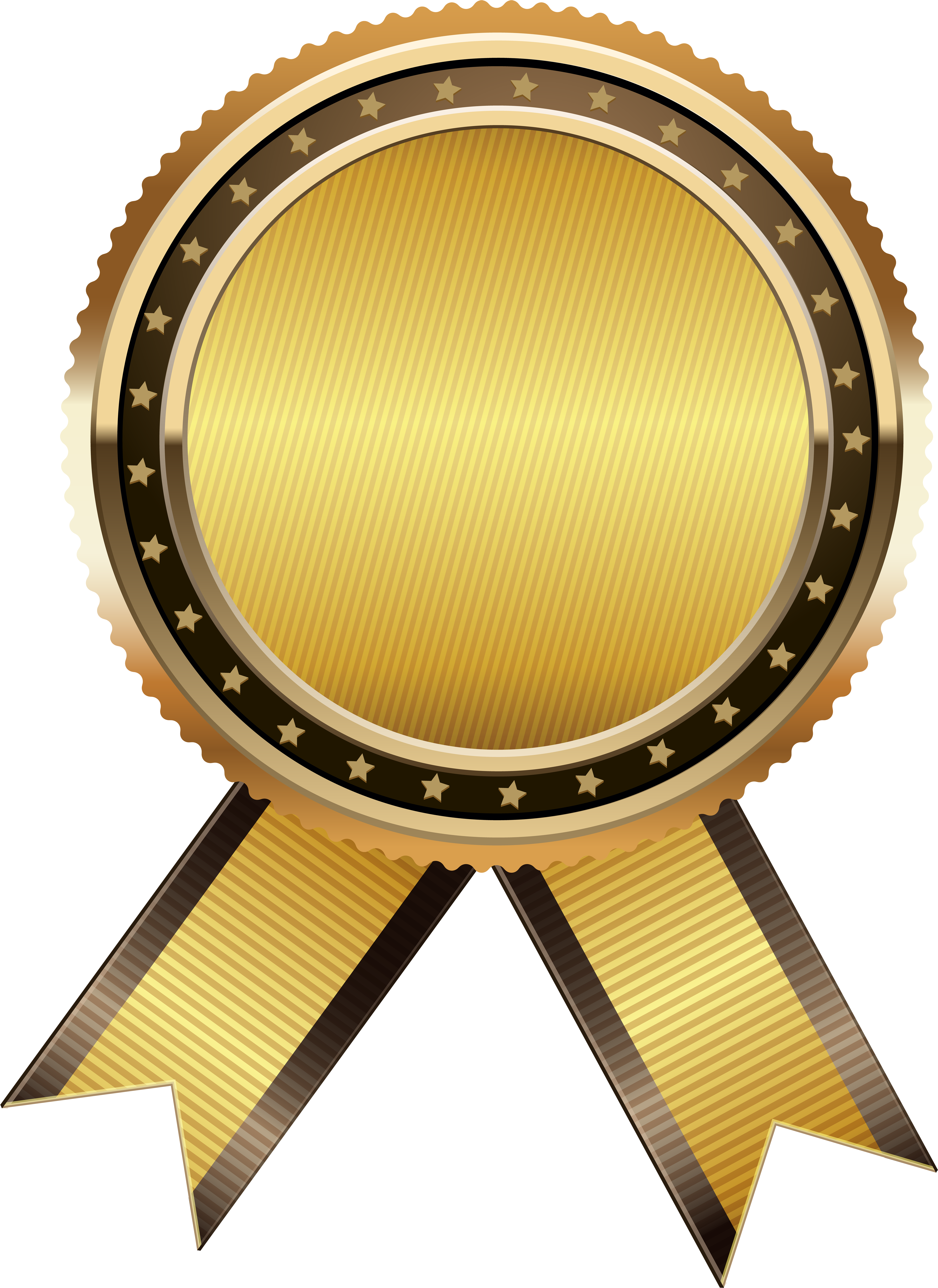 Gold Seal Free Png Clip Art Image - Gold Seal With Ribbon Png (445x600), Png Download