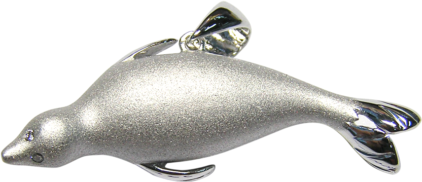 40mm White Gold Seal Pendant With Diamonds - Silver (1024x768), Png Download