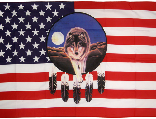 Usa Wolf - American Flag (500x500), Png Download