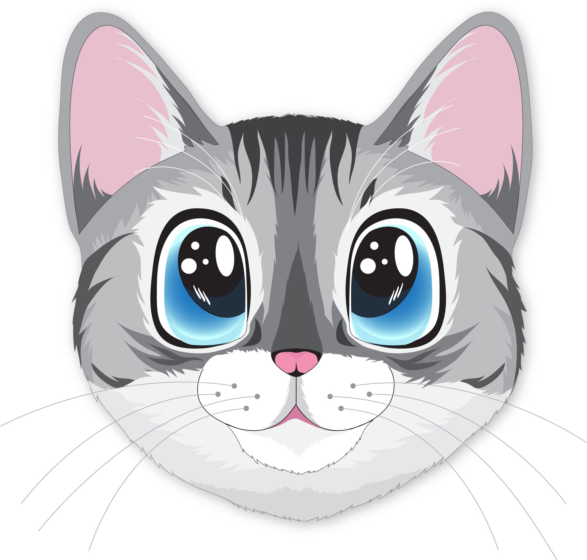 Manga Style Cat Headshot - Cat (2100x2100), Png Download