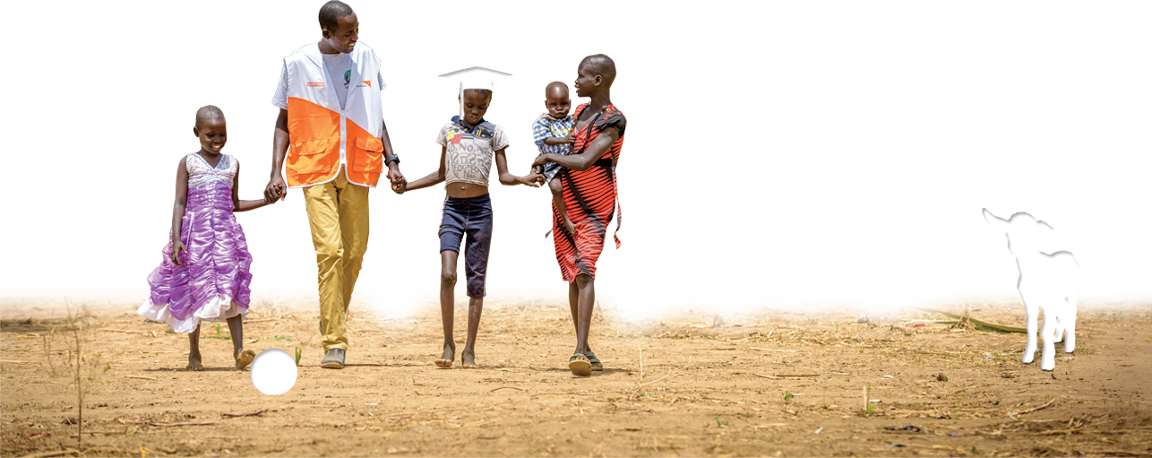 African Village With Tree, Hut, And Family Walking - Fun (1286x511), Png Download
