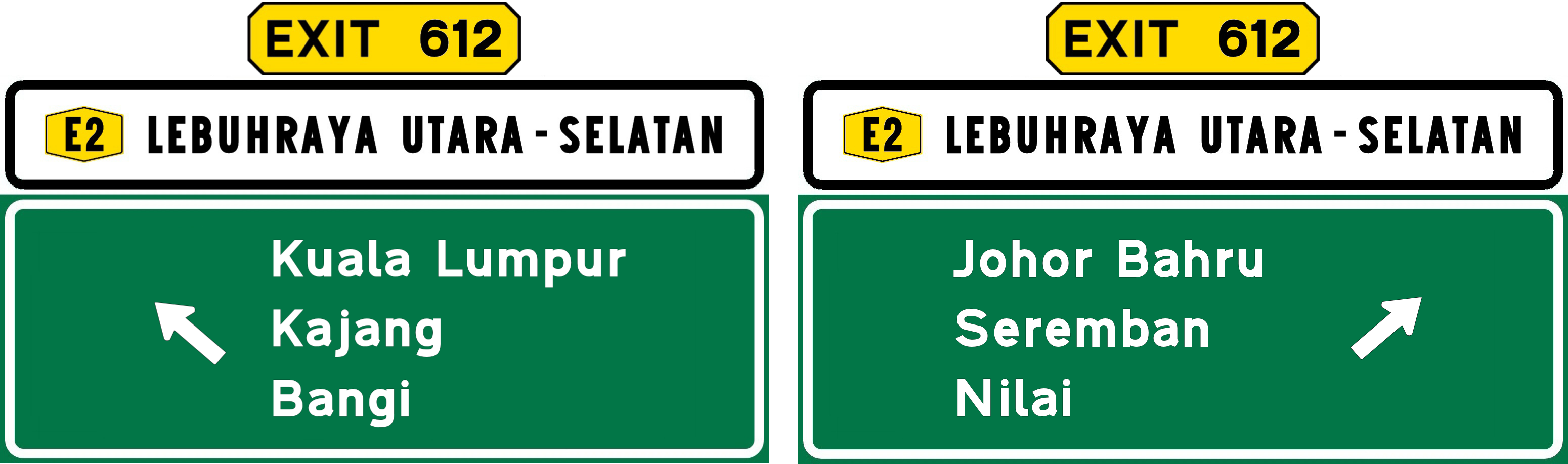 E6 Exit 612 Nilai Utara 0 Km - Papan Tanda Utara Selatan (3100x918), Png Download