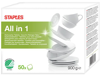 All In One Dishwasher Tablets 18gx50 Waterdisolvable - Staples All-in-one Dishwasher Tablets, Dissolvable, (640x480), Png Download