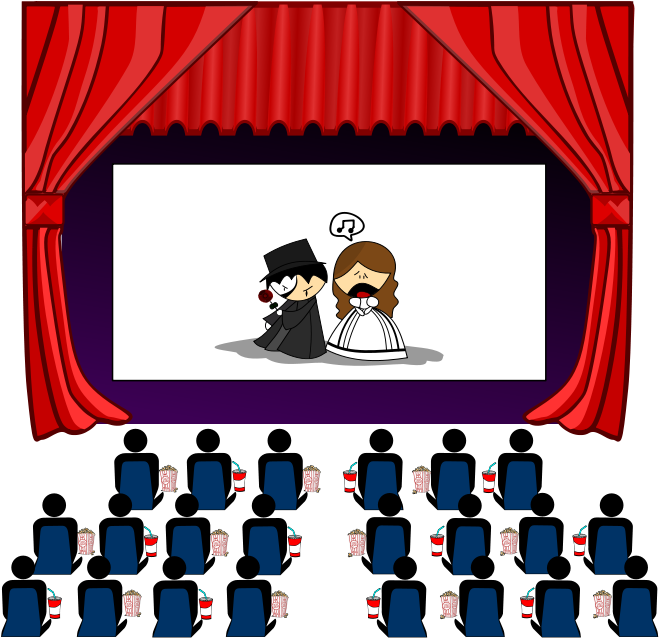 Clip Black And White Stock Movie - Movie Theater Clipart Png (709x641), Png Download
