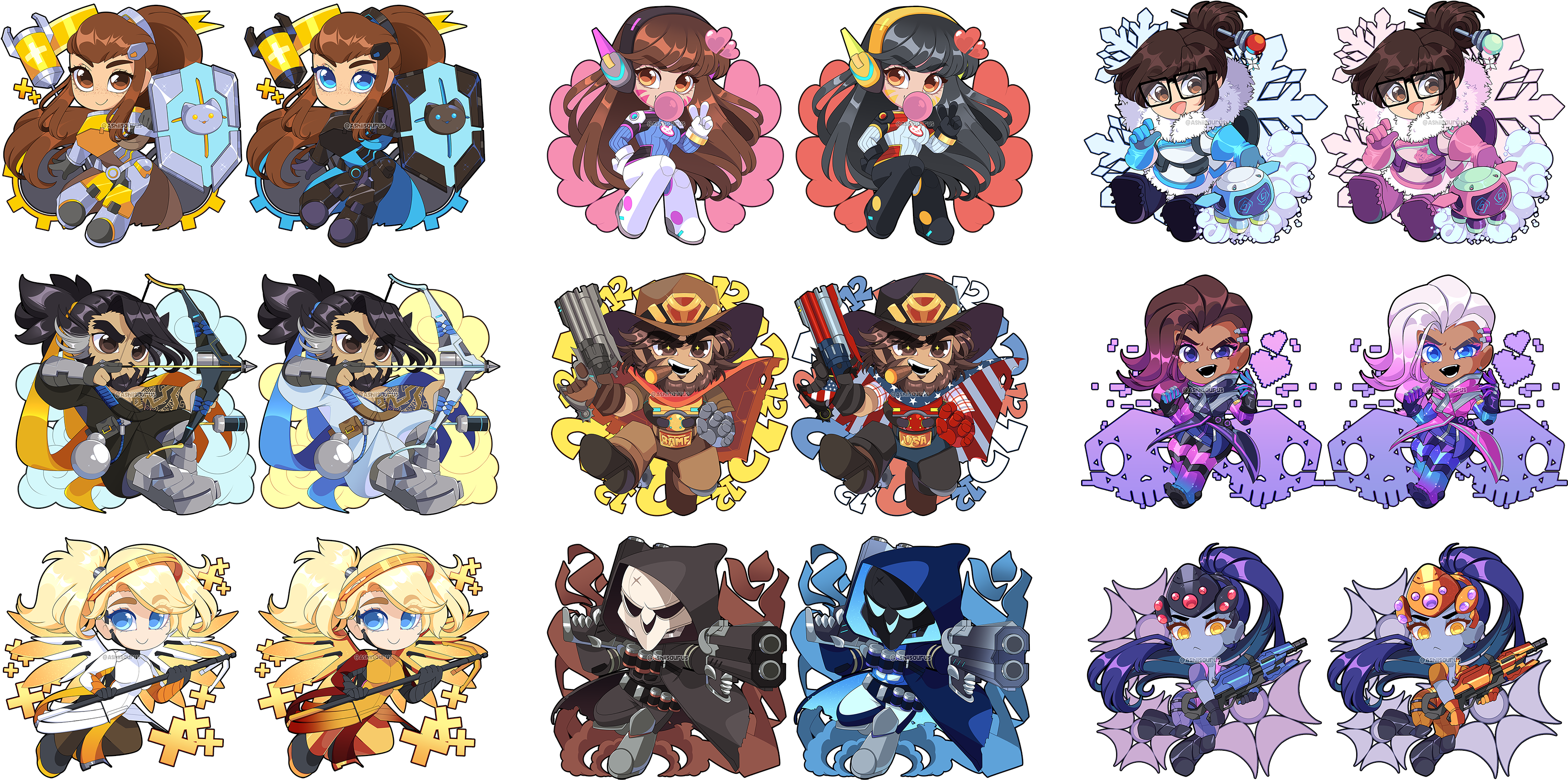 Chibiwatch Charm Set (3350x1666), Png Download