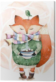 Fox I Ptak W Watercolor - Winston Porter Belby Cute Fox And Bird Shower Curtain (400x400), Png Download