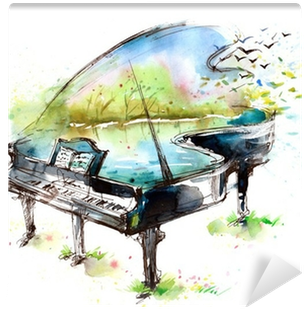 Watercolor Piano (400x400), Png Download