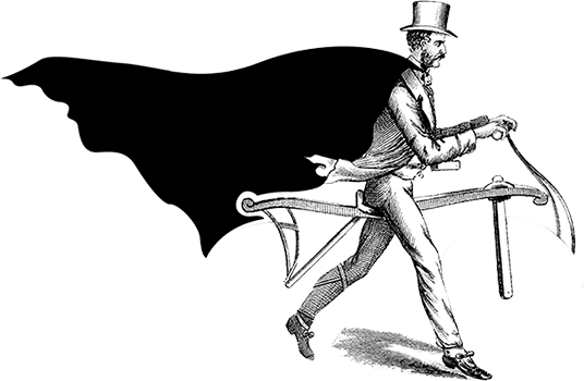 Flying Cape Png Jpg Free Stock - 3drose Pc_204028_1 Print Of Man With 1850 Walking Bike (536x350), Png Download