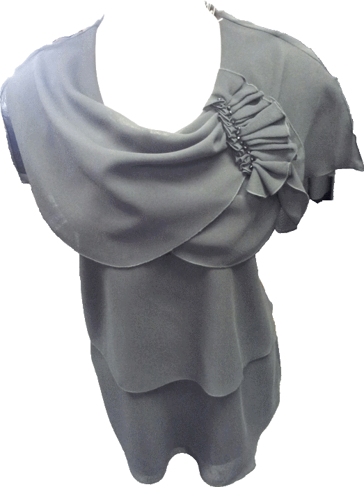 Cape 2-tier Chiffon Black Vest, Pleated Fan With Black - Scarf (523x700), Png Download