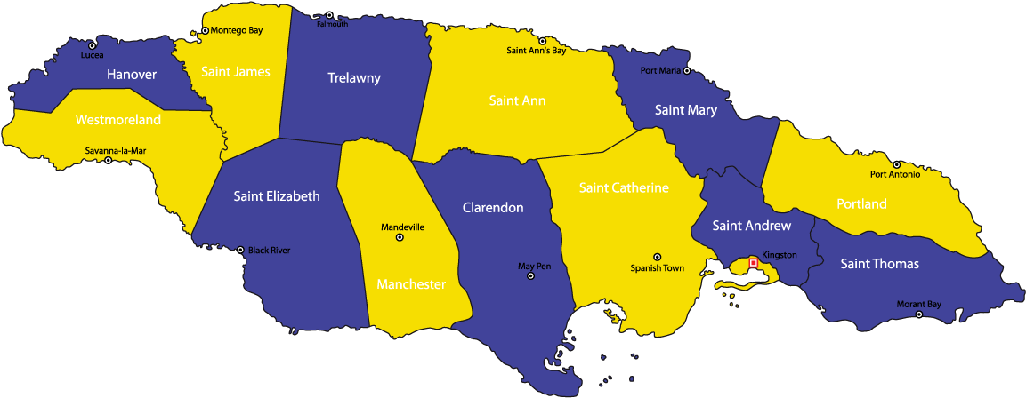 Jamaica Map 1 - Atlas (1199x514), Png Download