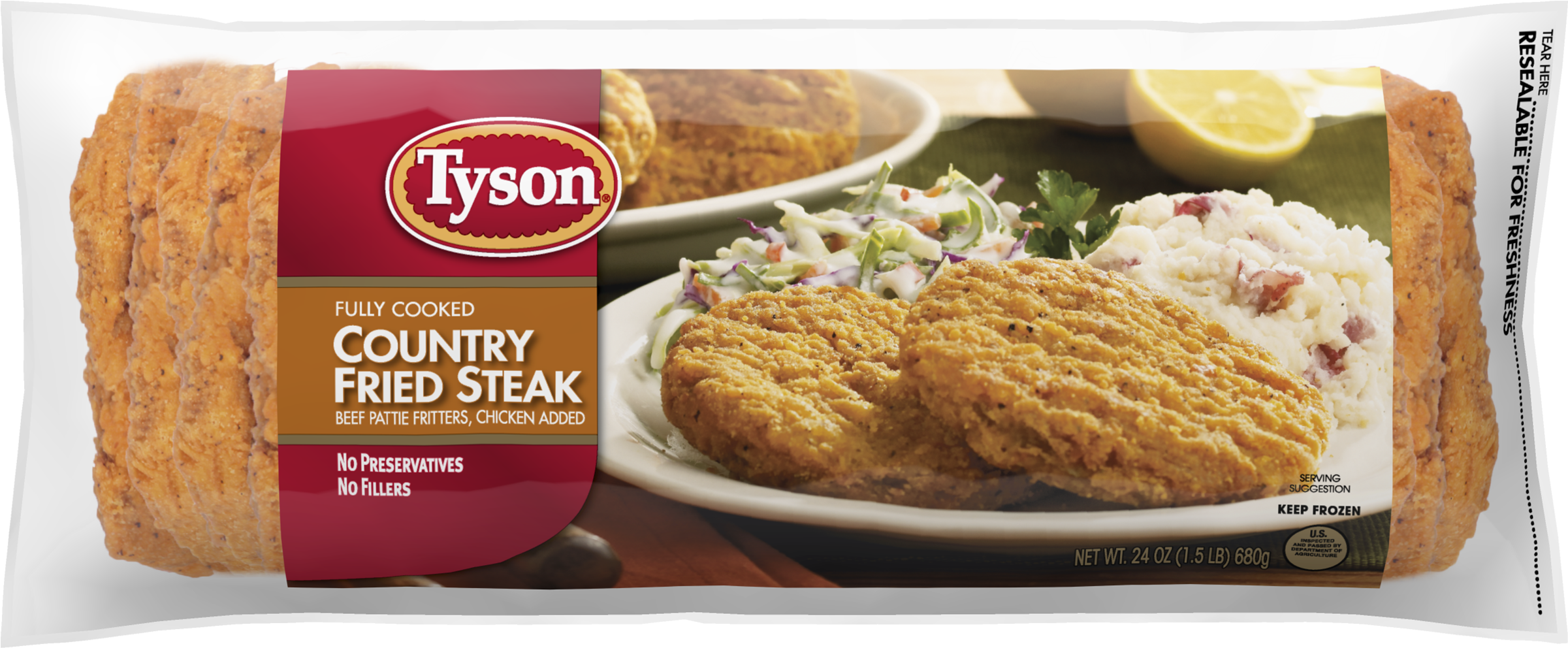 Fully Cooked, Country Fried, Beef Steak Fritters - Tyson Country Fried Steak (2400x2400), Png Download
