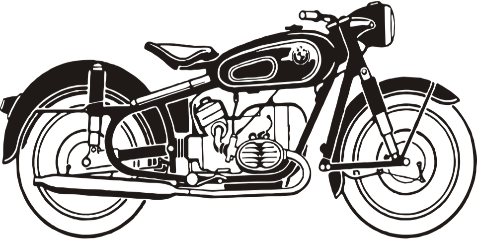 Butterfly Leg Guard Black Roped For Royal Enfield Bullet - Vintage Motorcycle Print Black And White (960x481), Png Download