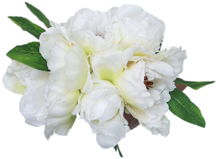 Looking For White Wedding Flowers Check Out This Beautiful - Peony Silk Bouquet In White 10" Tall (498x697), Png Download