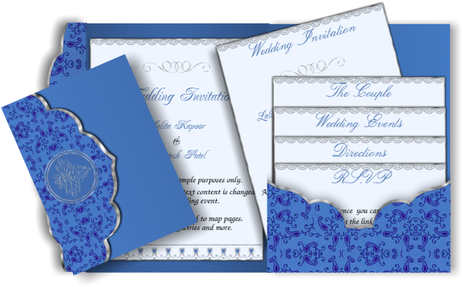 Pocket Style Email Indian Wedding Invitation Card - Blue Wedding Cards Design (670x426), Png Download