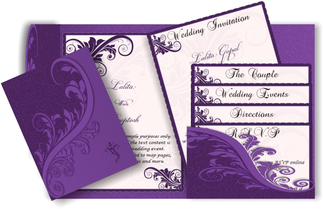 Best Indian Wedding Invitation Cards Designs Yaseen - Purple Design For Wedding Invitation (670x447), Png Download