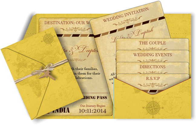 Vintage Destination Email Wedding Invitation In Old - Indian Destination Wedding Invitations (670x447), Png Download