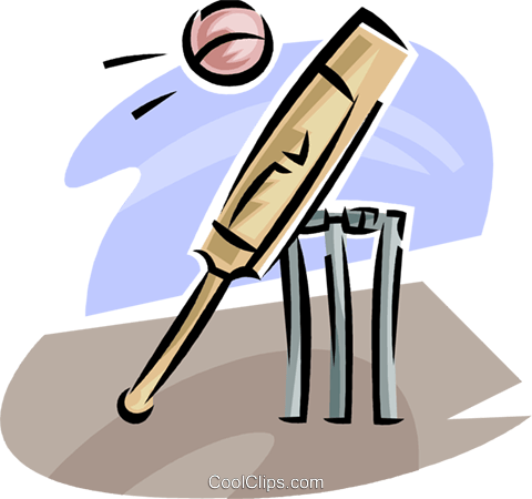 Cricket Bat And Ball Royalty Free Vector Clip Art Illustration - Cricket Bat And Ball (480x450), Png Download