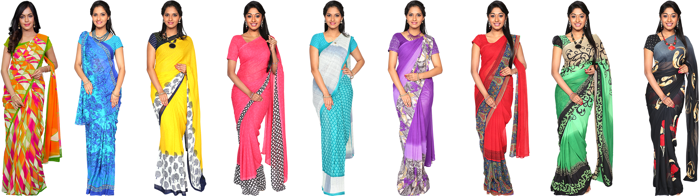 Vector Transparent Stock Punnagai Collections - Georgette (2500x685), Png Download