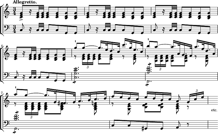 { \time 3/4 \new Choirstaff << \new Staff { \ - His Pan Fried Egg (766x471), Png Download