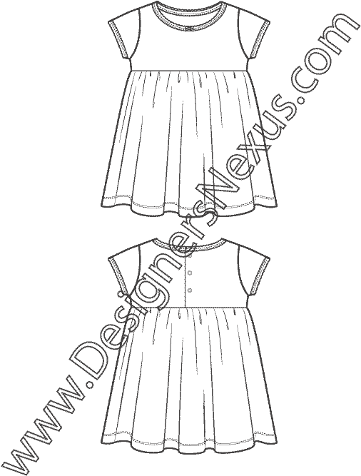 Kids Apparel Flat Sketch V - Fully Fashion Technical Drawing (612x792), Png Download