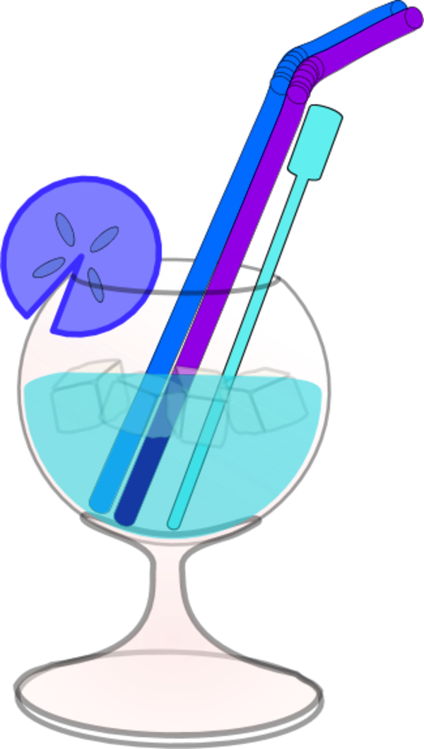 Glass Juice Straw Lemon Ice - Blue Juice Clipart (600x1060), Png Download