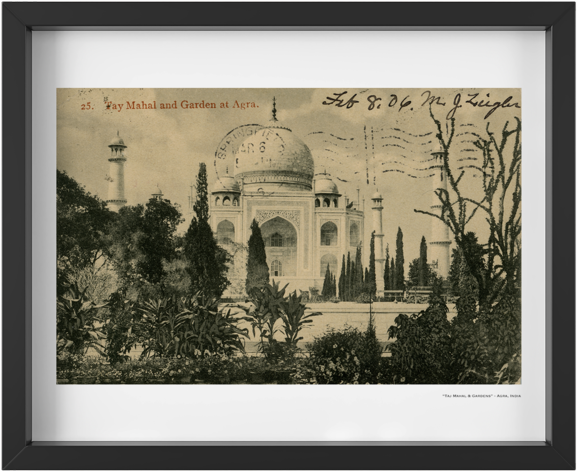 Vintage 1906 Taj Mahal And Gardens - Taj Mahal (620x514), Png Download