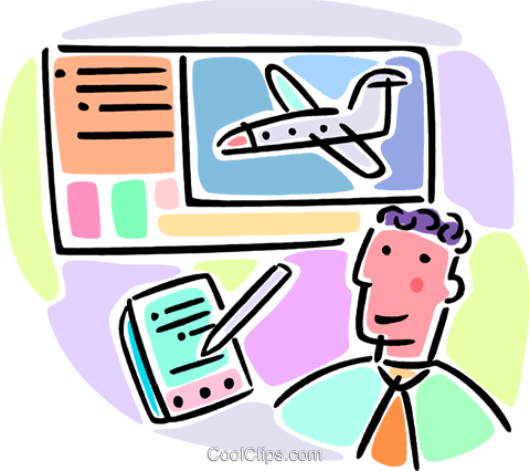 Man Booking Flight Reservations Royalty Free Vector (480x426), Png Download
