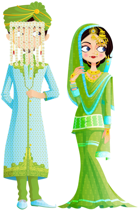 Personnages, Illustration, Individu, Personne, Gens - Muslim Wedding Couple Vector (548x800), Png Download