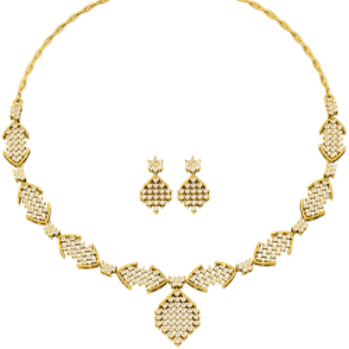 Diamond Necklace Ncaa009 - Gold Diamond Necklace Png (500x500), Png Download