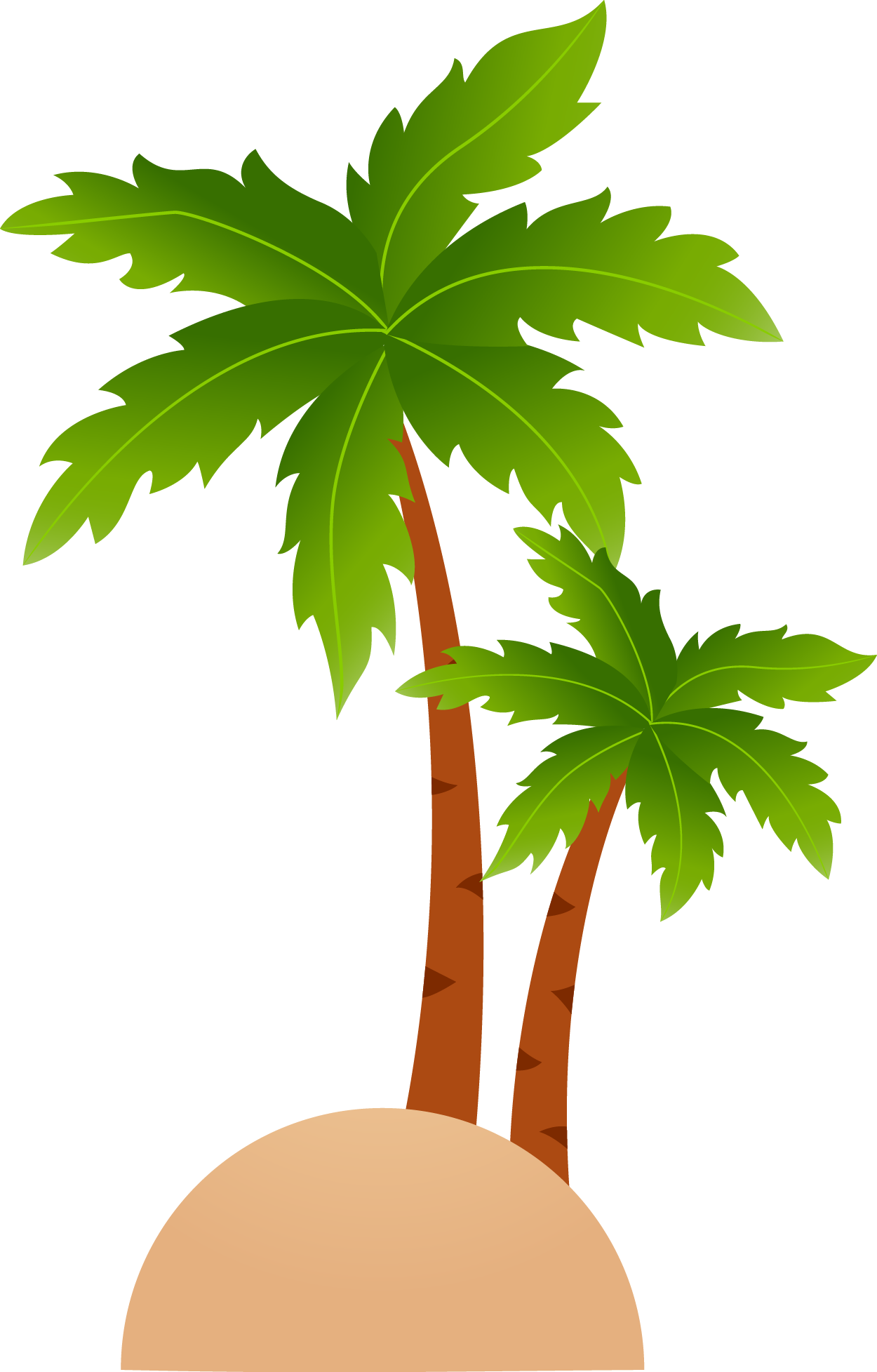 Tropical Islands Resort Cartoon Clip Art - Clipart Leaf Coconut Tree (1250x1955), Png Download