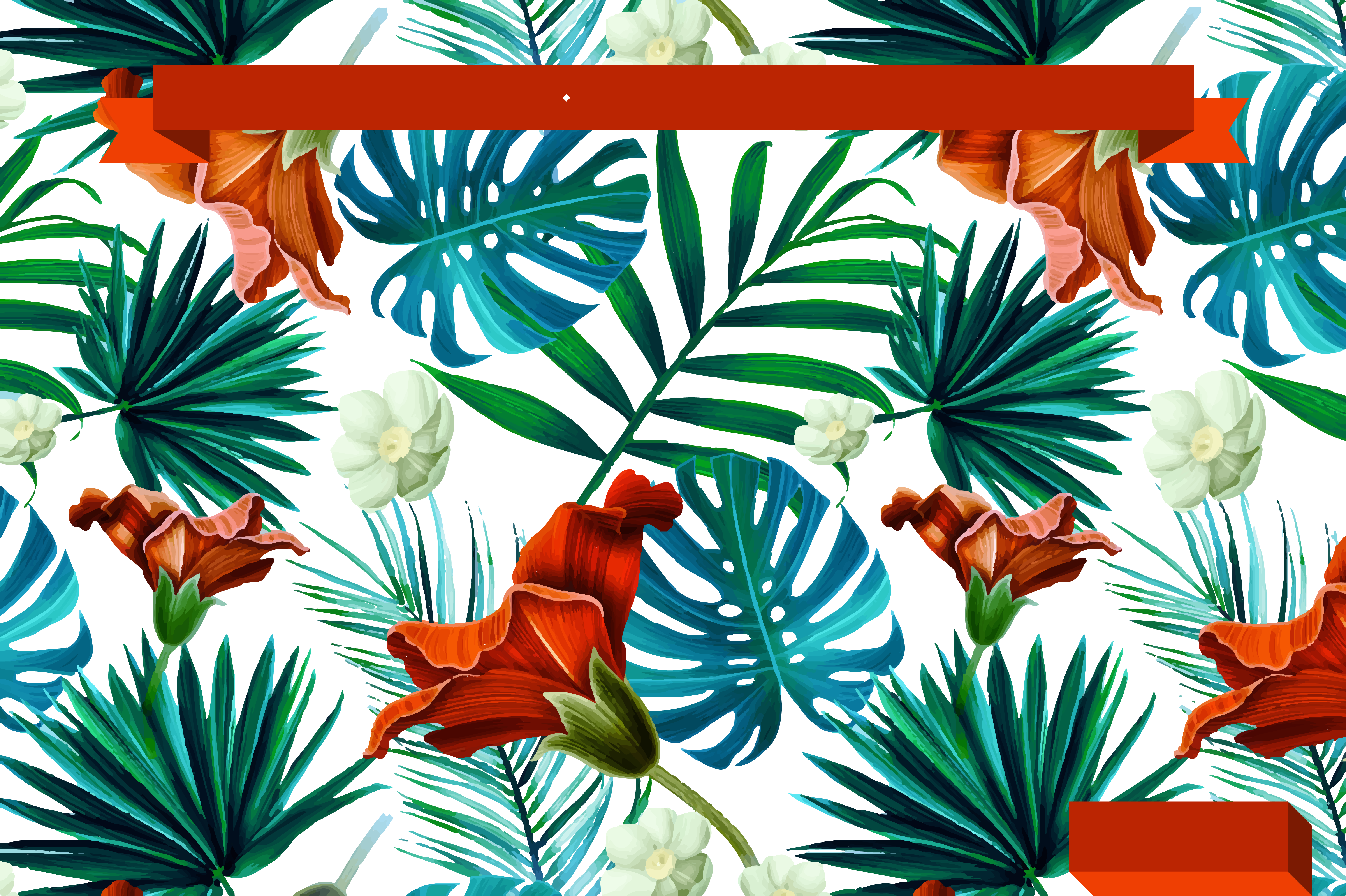 Flower Pattern - Tropical Pattern (6149x4093), Png Download