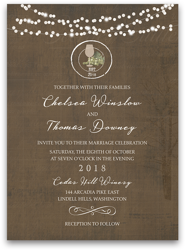 Rustic Vintage Winery Vineyard Wedding Invitations - 50 Rustic Invitations, Chalk Bridal Or Baby Shower (900x900), Png Download