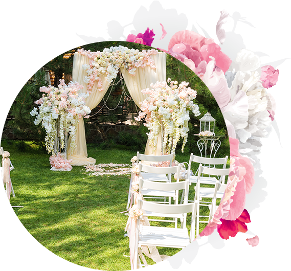 S - Arreglos Florales Para Boda Al Aire Libre (569x530), Png Download