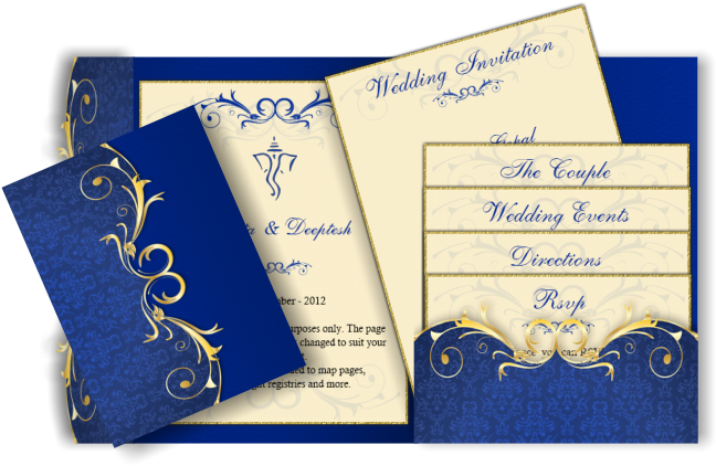 Pocket Style Email Indian Wedding Invitation Card Design - Blue Wedding Invitation Cards Samples (670x447), Png Download