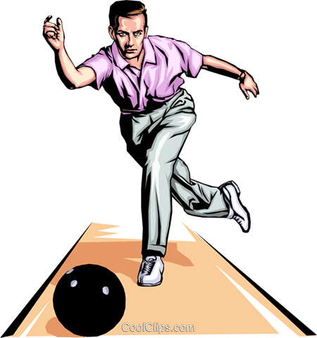 Bowler Throwing Ball Royalty Free Vector Clip Art Illustration - Bowling Clip Art (450x480), Png Download