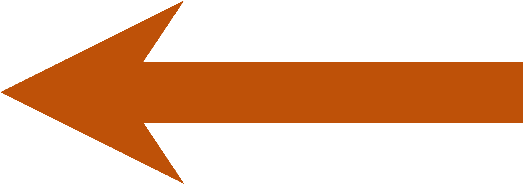 Short Left Arrow - Orange Arrow Png (2400x1256), Png Download