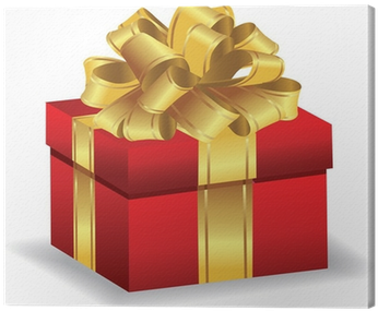Red Giftbox With Gold Bow Vector Canvas Print • Pixers® - Christmas Icons (400x400), Png Download