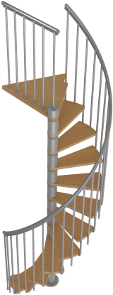 Deluxe Beech & Grey Spiral Staircase - Spiral Staircase Png (351x500), Png Download