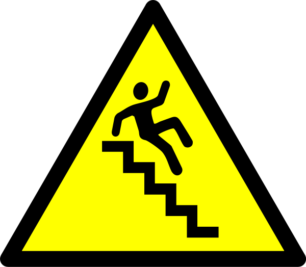Stairway Clipart - Caution Stairs Sign (600x524), Png Download