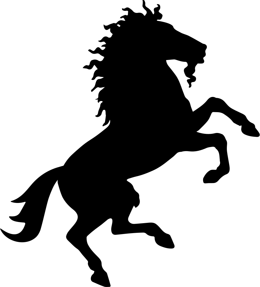 Horse Wild Black Shape On Back Paws Comments - Unicorn Silhouette Clip Art (886x980), Png Download