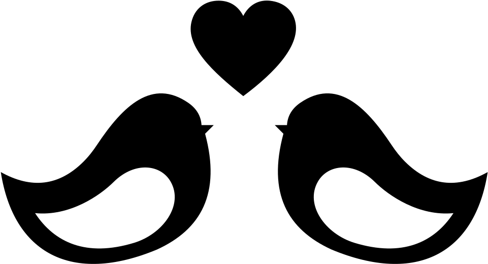 Lovebird Heart Download Drawing - Love Bird Clipart Black And White (628x340), Png Download