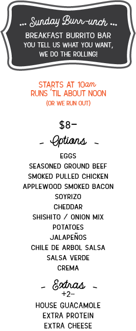 Burrito Bar Menu - Menu (267x650), Png Download