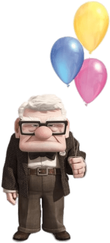 Carl Holding Balloons - Up Old Man Balloons (360x480), Png Download