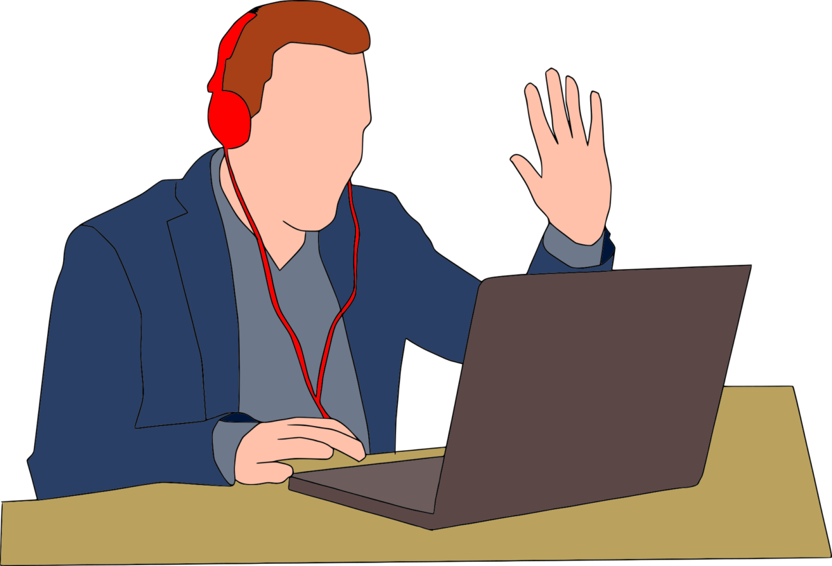 Person Waving At Webcam - Distance Education (1200x816), Png Download
