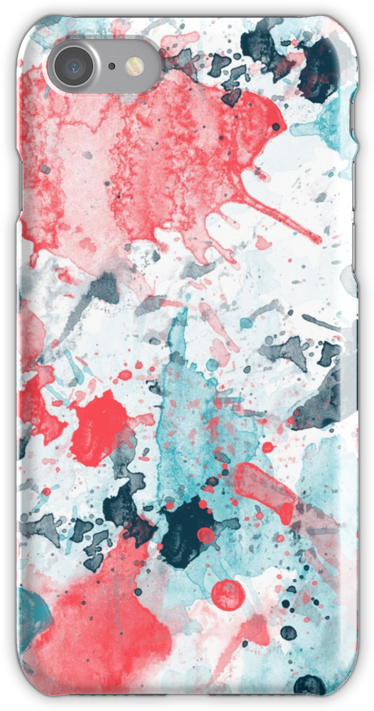 Watercolor Splatter Of Coral And Blue Iphone 7 Snap - Iphone (750x1000), Png Download