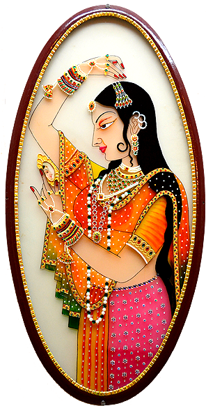 I Would Love To Mke Ds Piece - Indian Woman Glass Painting (342x600), Png Download