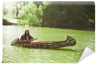 North American Indian Floats Down The River On A Canoe - Canoe (400x400), Png Download