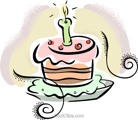 Geburtstagstorte Clipart - Birthday Cake With One Candle (480x417), Png Download