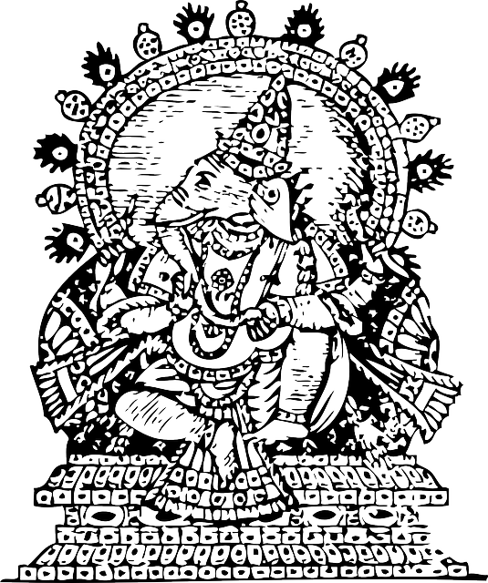 Outline, Drawing, Line, Power, Indian, Lord, God, Hindu - Black And White Ganesh Art (535x640), Png Download